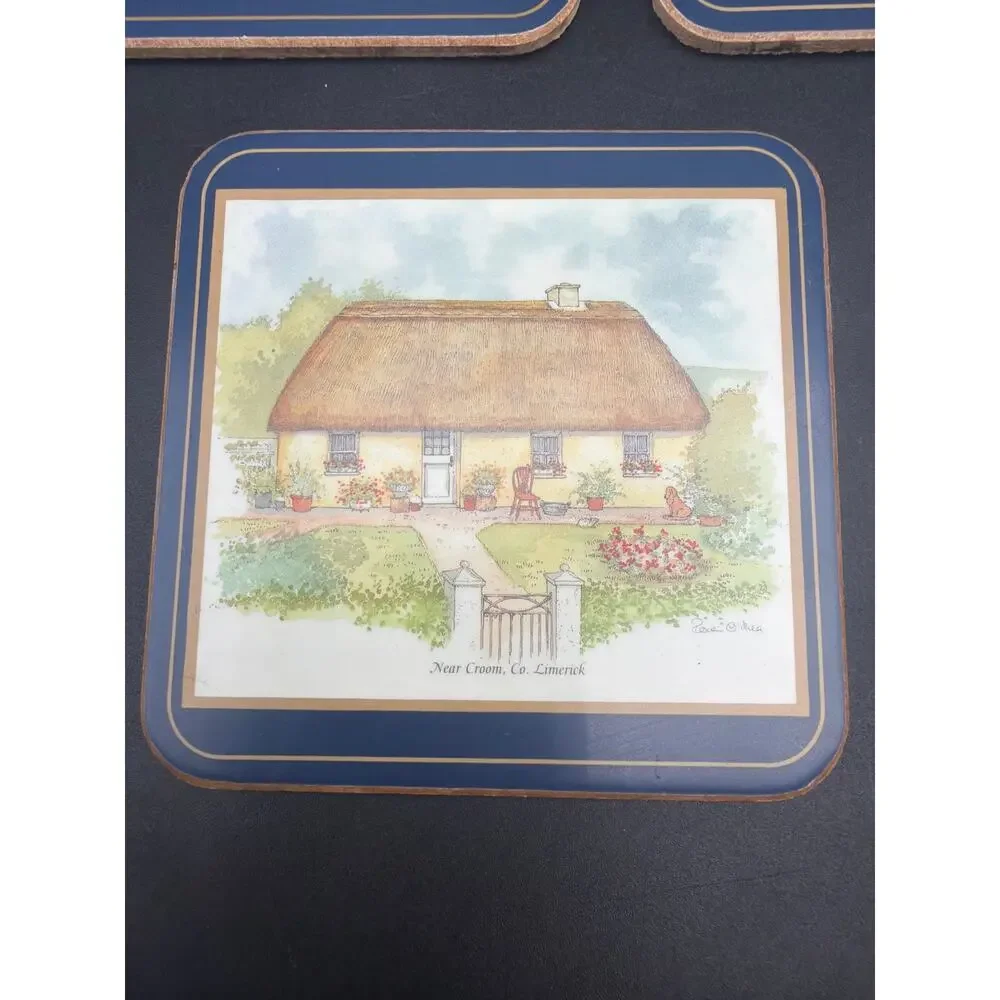 Vintage 1993 Pimpernel Irish Heritage Coasters Set 5 Roisin O’Shea Cork Back